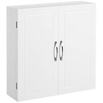 Armario de pared blanco mate para baño estilo escandinavo, con 2 puertas y estantes ajustables - 60x18x60 cm