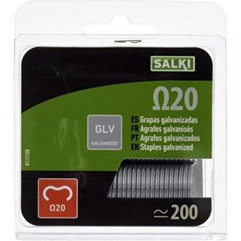 SALKI Grapas para Cercas Ω20 - Blíster de 200 Grapas Anilladas Galvanizadas Omega-20, Diámetro de 2mm