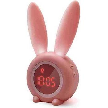 Homealexa Reloj Despertador de Conejo, Conejito Animal Lindo mesita de Noche con lámpara de luz Nocturna + 6 música Interesante + Función de Cuenta Regresiva, Regalo para niños niños Estudiantes
