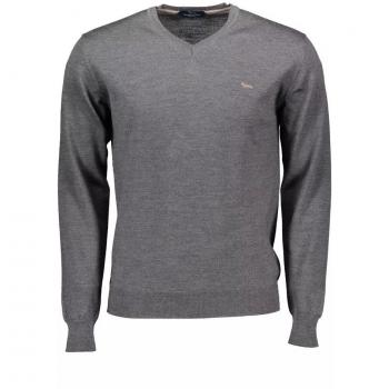 Gray V-Neck Wool Sweater for Men - XL