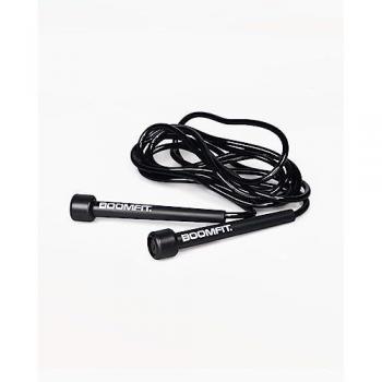 Cuerda para Saltar BOOMFIT - Mejora de Coordinación y Resistencia, Unisex, Negra, Talla Única