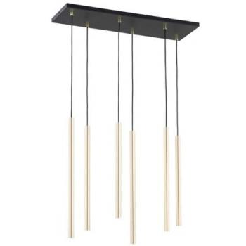 Lámpara de Suspensión Selter EPIKASA, Acero con recubrimiento de polvo, Negro y Oro, 70x130x22 cm