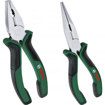 Set de Alicates Bosch 2 Piezas - Combinados y de Punta Larga, Ergonométricos y Duraderos