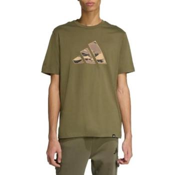 Camiseta adidas Sportswear Regular Fit Camo Logo para Hombre, 100% Algodón, Estilo Deportivo, Color Verde Oliva, Talla M