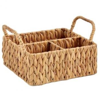 Organizador Multiusos Marrón de Metal y Jacinto de Agua 20,5 x 16 x 31 cm (12 Unidades)