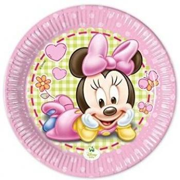 Pack 8 Platos de Cartón Baby Minnie Mouse 20 cm - Calidad Garantizada