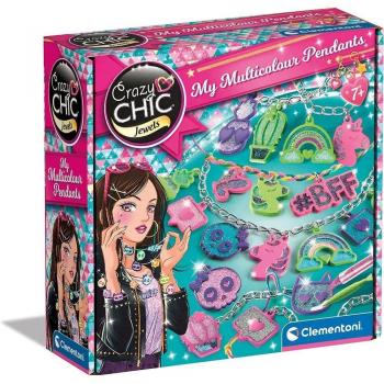 Kit de Joyería Clementoni Crazy Chic Abalorios - Incluye abalorios multicolor, herramientas para crear pendientes y pulseras, manual de instrucciones con diseños creativos, adecuado para niños a partir de 8 años