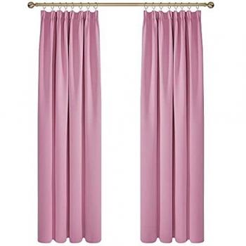 Deconovo Cortinas Opacas con Aislamiento Térmico para Sala de Estar Oficina Hotel Ventanas con Fruncidas 2 Piezas, 132x229cm, Rosa