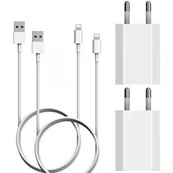 JuneyZz Cargador Phone, 4-Pack 1A/5V Movil Pared Enchufe Adaptador y Dos 1M Cable Replacement para iPhone XS MAX/XR, X/10, 8/8 Plus, 7/7 Plus, 6/6S Plus, 5S/5C/SE 2020