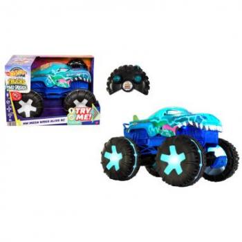 Hot Wheels - Coche teledirigido Mega-Wrex 1:15 con luces y controlador de medios 2024
