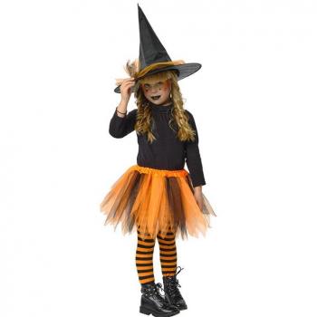 Kit de Bruja Infantil: Tutú naranja y Sombrero