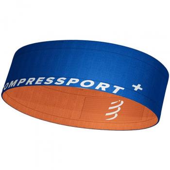 Cinturón de hidratación Compressport Free Belt Azul con diseño ligero, ajuste cómodo, materiales transpirables, capacidad para llevar geles y pequeños objetos, ideal para corredores y deportistas