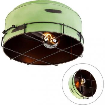 Plafón industrial verde 35 cm - Barril de acero, adecuado para LED, máximo 1 x 40 Watt