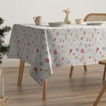 Mantel Navideño Antimanchas Impermeable de Algodón Tacto Tela Rectangular 160x240 cm