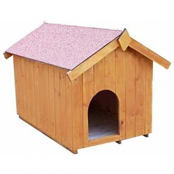 Niche para perro de madera con techo bi-pente y suelo, 0,77m², ideal para perros pequeños