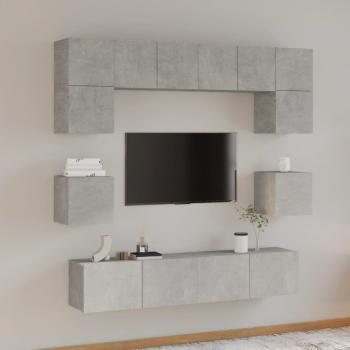 Set de muebles de TV 8 piezas madera contrachapada gris hormigón