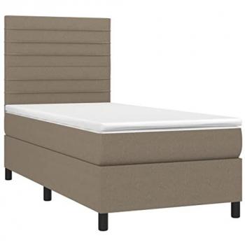 Cama box spring con colchón viscoelástico de tela gris taupe 80x200 cm