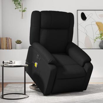 Sillón de masaje elevable eléctrico de cuero sintético en negro, crema y marrón - Sillón cómodo para dormitorio, silla relax y sofá