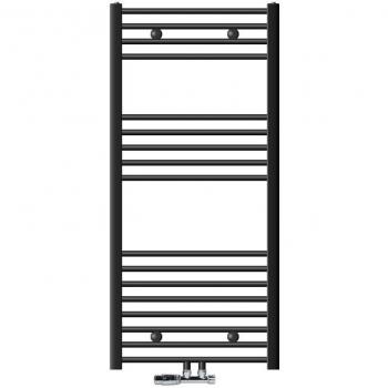 Radiador de Baño Curvado Antracita 600 x 1200 mm con Conexión Media y Kit de Instalación - Termostato Calefactor Secatoallas