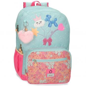 Enso Mochila Doble Compartimento Ballons Turquesa 32 x 44 x 17 cm de Poliéster Multicolor
