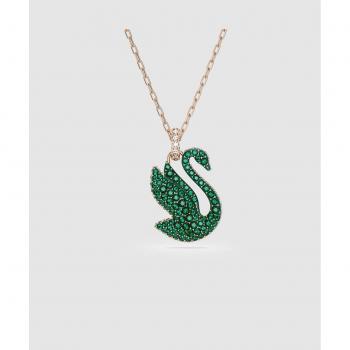 Colgante Swarovski Iconic Swan, Cisne, Mediano, Verde, Baño tono oro rosa