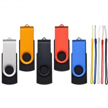 Pendrive 4GB 5 Piezas Memorias USB, Portátil Rotatorio USB 2.0 Flash Drive 4 GB Pen Drives, Metal Llavero Memoria Externo Stick 4 Giga Almacenamiento de Datos