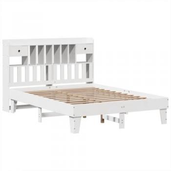 Estructura de cama sin colchón de madera maciza de pino blanca 150x200 cm