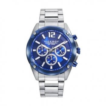 Reloj Viceroy Magnum Hombre Cronómetro Acero con Bisel IP Azul y Brazalete de Acero
