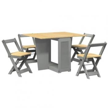 Set de almuerzo 5 piezas gris corona plegable madera de pino