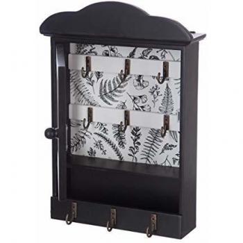 Caja de Llaves Murales en Madera Beau Manoir 28.5 cm Negro y Blanco