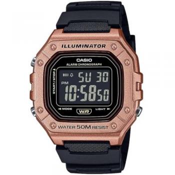 Reloj Digital Casio Cronógrafo W-218HM-5BVEF Negro/Cobre, con Calendario Automático y Función de Parada