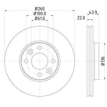 Disco de freno HELLA Pro Alta Carbono 8DD 355 127-881 para Renault Clio 3, Megane 2, Modus/Grand Modus y Nissan Micra 5