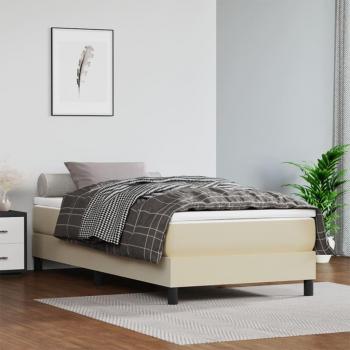 Colchón de muelles ensacados en crema de 100x200x20 cm con funda de cuero sintético
