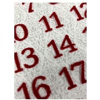 Pegatinas de Números Floqueadas Rojas para Calendario de Adviento - 24 Uds - Artemio