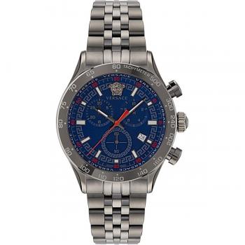 Reloj de Pulsera Versace Hellenyium VE2U00722 Cronógrafo para Hombre, Gris y Azul, 44 mm