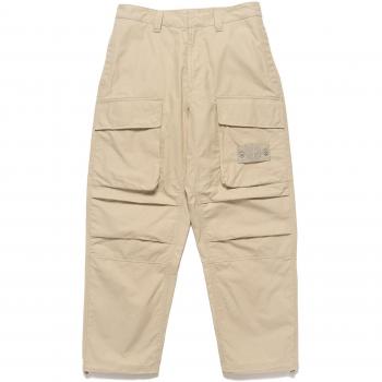 Weatherproof Cotton Canvas Ghost Piece Loose Fit Cargo Pants Beige