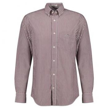 Camisa de hombre Gant de manga larga regular fit a rayas burdeos (4XL) en popelina, casual, 2024