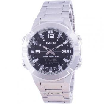 Casio AMW-870D-1AVDF Men's Analog Digital World Time Stainless Steel Watch