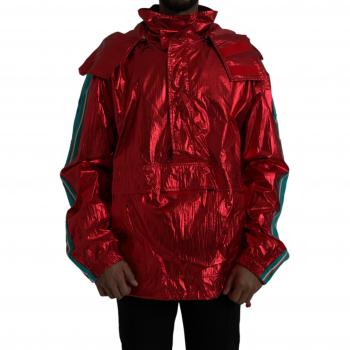 Dolce & Gabbana Red Nylon Hooded Pullover Sweatshirt Jacket - IT54 | XL