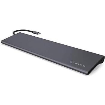 ICY BOX - Estación de Carga USB-C para Windows, 4K HDMI, Mini DisplayPort, VGA, LAN, PowerDelivery, USB 3.0, Lector de Tarjetas, Audio, Aluminio, Color Antracita/Negro