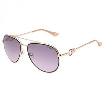 Guess Women's Rose Gold Aviator Sunglasses with Bordeaux Mirror GF0344 - One Size