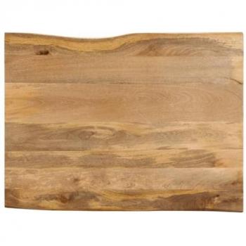 Tablero de mesa borde natural madera maciza mango 100x80x2,5 cm Marrón
