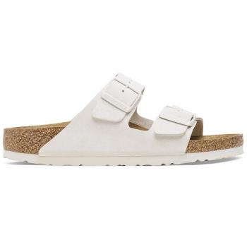 Birkenstock Arizona Suede Unisex Sandals - Antique White, EU39