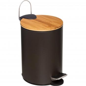 Cubo Pedal 3L con Tapa Bambú Moderno Negro