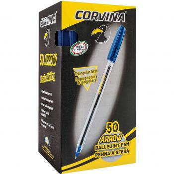 Corvina Arrow - Caja de 50 boligrafos, color azul
