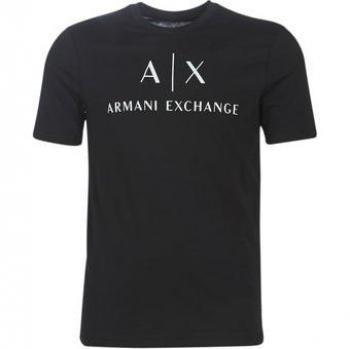 Camiseta Armani Exchange para hombre - manga corta, cuello caja, negro