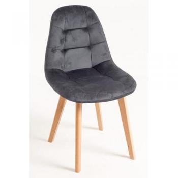 Pack 4 Sillas Kelen Terciopelo - Gris Oscuro - Estilo y Confort