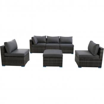 6 Piece Garden Furniture Corner Sofa Set - Grey