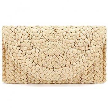 JOSEKO Monedero de Embrague de Paja Bolsos de Paja Mujer, Envelope Clutch Mujer Fiesta Bolso Mimbre Bolsa de Playa de Verano Bolso de Mano de Mujer Bolso de la Tarde de Las Boda del para la Muchacha