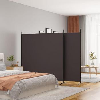 Biombo divisor de 3 paneles de tela marrón 525x180 cm